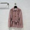 MIU MIU Suede Coat In Raspberry